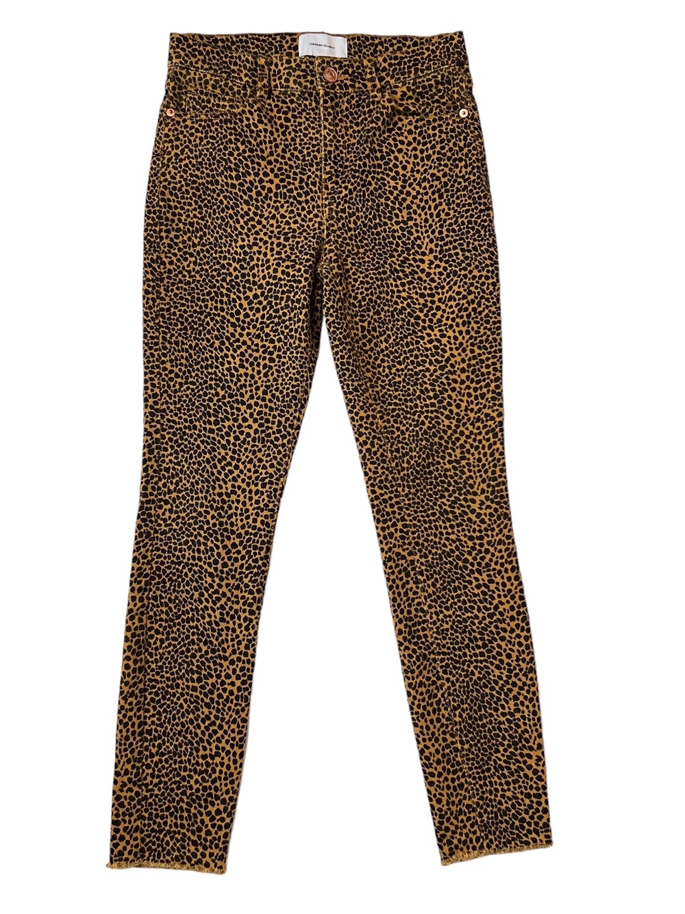 Current/Elliott Size 25 The Stiletto Jeans Raw Edge Cropped Skinny Animal Print